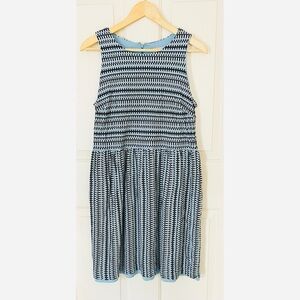 Ann Taylor LOFT Blue Black Printed Soft Sleeveless Sundress Casual Dress Large